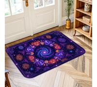 Tapis galaxie avec étoiles mystiques cosmiques et spirales violettes cosmiques - Antidérapant - Ne perd pas ses poils - Pour salle de bain, entrée, cuisine, chevet - 0,6 x 0,9 m