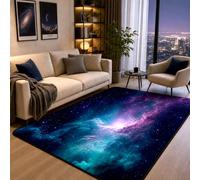 Tapis galaxie bleu foncé de 1,5 x 2,1 m, tapis ciel étoilé pour chambre d'enfant, salon, tapis de sol à paillettes