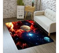 Tapis Galaxie Ciel étoilé Pour Garçons Filles Ados Univers 3D Planète Impression Tapis Chambre Salon Décoration sol Tapis Intérieur Lavable Bleu Violet Tapis Antidérapant (Coloré 2,120x180 cm)
