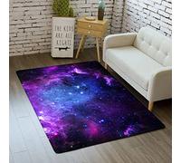 Tapis Galaxie Ciel étoilé Pour Garçons Filles Ados Univers 3D Planète Impression Tapis Chambre Salon Décoration sol Tapis Intérieur Lavable Bleu Violet Tapis Antidérapant (Coloré 3,80x160 cm)