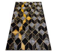 Tapis GLOSS moderne 400B 86 élégant glamour art deco 3D géométrique noir / or 140x190 cm
