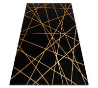 Tapis GLOSS moderne 406C 86 élégant glamour art deco géométrique noir / or 140x190 cm