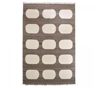 tapis grand salon 250x350 fait main en laine beige et marron rectangle motif rond