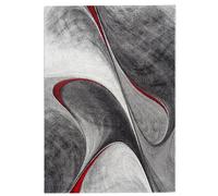 tapis grand salon 280x380 tissé rouge et gris rectangle Motif rond GARCA