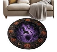 Tapis Halloween Illusion effrayante rond antidérapant doux tapis décoratif | Tapis d'Halloween pour salon, salle de bain, salon, porte, escalier, sol, village, grotte, bar