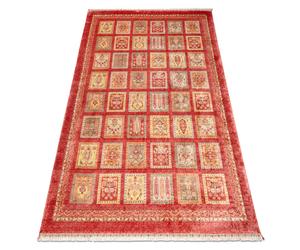Tapis HERIZ A0985A Oriental cadre bordeaux - fil de bambou exclusif élégant 200x290 cm