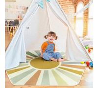 Tapis hexagonal - Tapis de sol bohème - Décoration de chambre d'enfant - Matière ultra-douce - 120 x 140 cm - Multicolore