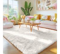 Tapis Homaxy à poils longs et moelleux, antidérapant, lavable, grand format, pour le salon, la chambre d'enfant ou la chambre à coucher - 160 x 220 cm, crème