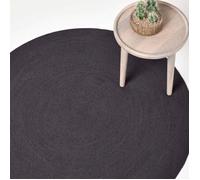 HOMESCAPES Tapis Rond Artisanal tissé à Plat en Coton Noir pour la Chambre ou Le Salon, 120 cm