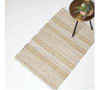 HOMESCAPES Tapis en Jute et Coton à Rayures Arlyn, Tapis Naturel rectangulaire 60x90 cm