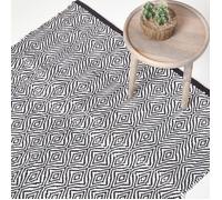 Tapis - Homescapes - Chindi - 160 x 230 cm - Noir et blanc - Coton recyclé