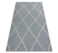Tapis HOUSE SIZAL 40345 treillis tissé à plat effet laineux gris / bleu 140x190 cm