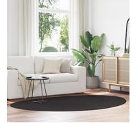 Tapis - HUARTE - Noir - Ovale 160x230 cm - Polyester tissage court lavable