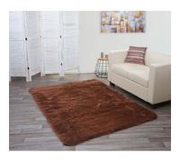 Tapis Hwc-F69, Shaggy, Épais, Poil Long, Tissu/Textile, Cotonneux, Doux, 200x140cm Marron Foncé