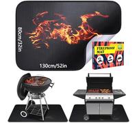 Tapis ignifuge 130 × 80 cm, résistant à la chaleur jusqu'à 982 °C. Protection thermique, coupe-feu, anti-chute extérieur, protection sol, pour barbecue gaz et charbon de bois