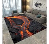 Tapis Imprimé 3D Volcan Lave Magma MystéRieux Et CréAtif Pour Salon Chambre à Coucher Canapé Tapis De Sol AntidéRapant Pour Enfants Tapis De Jeu Pour GarçOns Adolescents Carpet (Colour 5,80x120 cm)