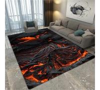 Tapis Imprimé 3D Volcan Lave Magma MystéRieux Et CréAtif Pour Salon Chambre à Coucher Canapé Tapis De Sol AntidéRapant Pour Enfants Tapis De Jeu Pour GarçOns Adolescents Carpet (Colour 2,160x200 cm)