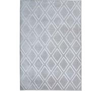 Tapis Imprimé Losange Fait Main "Monroe III" Gris Bleu 80 x 300 cm Gris G