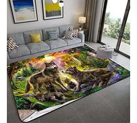 Tapis Imprimé Loup Pour Salon Chambre Décoration de la Maison Moderne Flanelle Antidérapante Chambre D'enfants Tapis de Sol de Jeu,Forêt Neige Nuit Ciel Lune Loups Motif (Brun,80x120 cm)