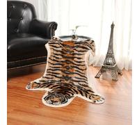Tapis imprimé tigre en fausse fourrure pour chambre à coucher, salon, 0,8 x 1 m, noir et marron