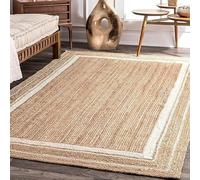 Tapis indien en jute naturelle tressé à la main, respectueux de l'environnement, tapis bohème pour chambre à coucher, salon, ferme, décoration de chambre d'enfant, couleur naturel/blanc cassé, 2,4 x