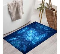 Tapis Interface Données Holographiques - Paillasson Antidérapant Thème Technologies Futures 40X60Cm, Tapis Ď'Entrée En Lavable, Paillasson De Bienvenue Bleu Pour Porte Đ'Entrée Salle Ďe Bain Chambre