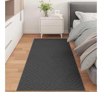 Tapis intérieur et extérieur Palmeras Anthracite 80 x 200 cm | polyester, surface douce, dessous antidérapant, lavable en machine, insonorisant, espaces extérieurs couverts