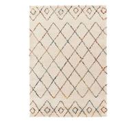 Tapis intérieur shaggy 120 x 170cm poils longs. style berbère. crème et multicolore