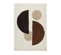 Tapis intérieur shaggy motifs géométriques circulaires beige. marron. noir 120 x 160 cm - Pitt