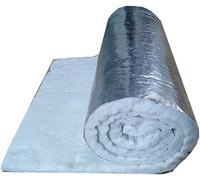 Tapis isolant en fibre de céramique sur un côté en aluminium résistant à 1260 °C pour cheminée, barbecue, gril, four, poêle 1x0,61M (épaisseur de 40mm)