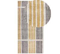 Tapis Jaune et Noir en Coton 80 x 150 cm à Rayures Rectangulaire Poil Ras Katra