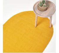 Tapis - Jaune Moutarde - Ovale - 60 x 90 cm - Coton - Réversible