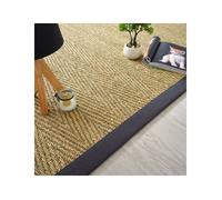 Tapis Jonc de mer - Assam chevron - Ganse coton anthracite - 200 x 290 cm