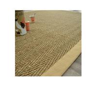 Tapis Jonc de mer - Bihar fin chevron - Ganse coton beige - 140 x 200 cm
