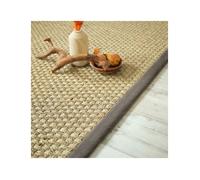 Tapis Jonc de mer Chennai - Natté 4x4 - Ganse lin marron taupe - 80 x 150 cm