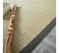 Tapis Jonc de mer Kalapa fin panama - Ganse coton anthracite - 250 x 350 cm