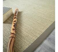 Tapis Jonc de mer Kalapa fin panama - Ganse coton taupe - 160 x 230 cm