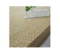 Tapis jonc de mer - Paro fin natté 4x4 - Ganse coton marron - 160 x 230 cm