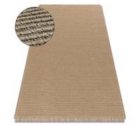 Tapis JUTE 3651 beige foncé une couleur - jute tissé à plat franges 160x220 cm