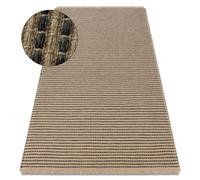 Tapis JUTE 3652 noir / beige lignes - jute tissé à plat franges 140x190 cm