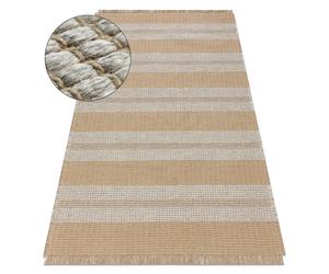 Tapis JUTE 3734 beige / gris rayures - jute tissé à plat franges 80x150 cm