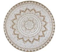 vidaXL Tapis Jute Tressé Imprimé 120cm Rond Moquette Carpette à la Main Décor