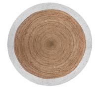 Tapis ""Kahi"" en jute bord blanc blanc D120cm - Atmosphera Créateur d'intérieur
