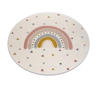 Tapis KIDDO 5151 cercle blanc / gris clair arc-en-ciel étoiles pour enfants sensoriel cercle 160 cm