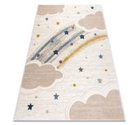 Tapis KIDDO 5264 blanc / crème Nuages arc-en-ciel étoiles pour enfants sensoriel 140x190 cm