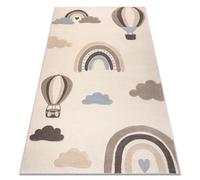 Tapis KIDDO 5644 crème / beige arc-en-ciel nuages pour enfants sensoriel 140x190 cm