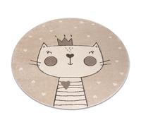 Tapis KIDDO 6106 cercle crème chaton couronne enfants sensoriel cercle 120 cm