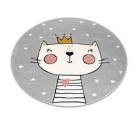 Tapis KIDDO 6106 cercle gris clair / blanc chaton couronne enfants sensoriel cercle 140 cm