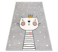 Tapis KIDDO 6106 gris clair / blanc chaton couronne enfants sensoriel 200x290 cm