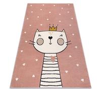 Tapis KIDDO 6106 rose clair / blanc chaton couronne enfants sensoriel 80x150 cm